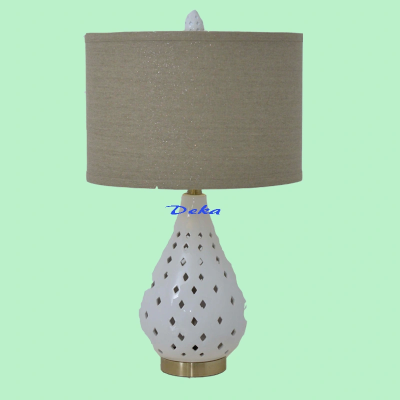 White ceramic wave style table lamp