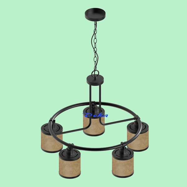 4 lights wagon wheel chandelier with Oiled paper shade