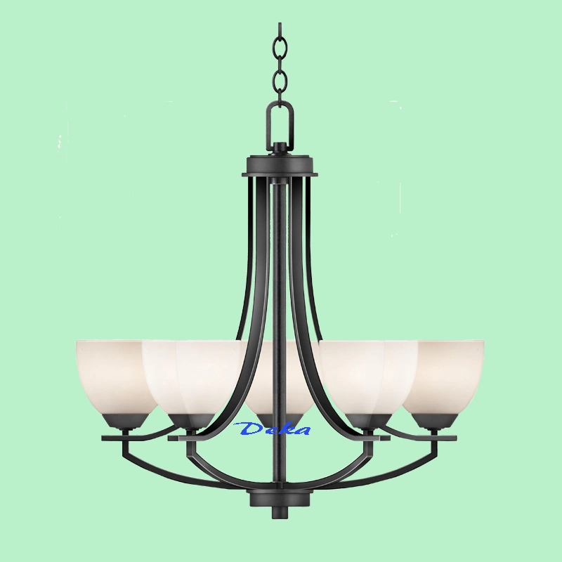 5 lights chandelier with bowl glass shade