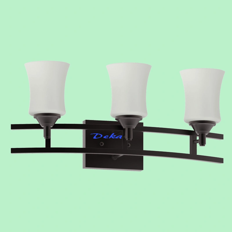 3 lights black vanity with frosted glass shade