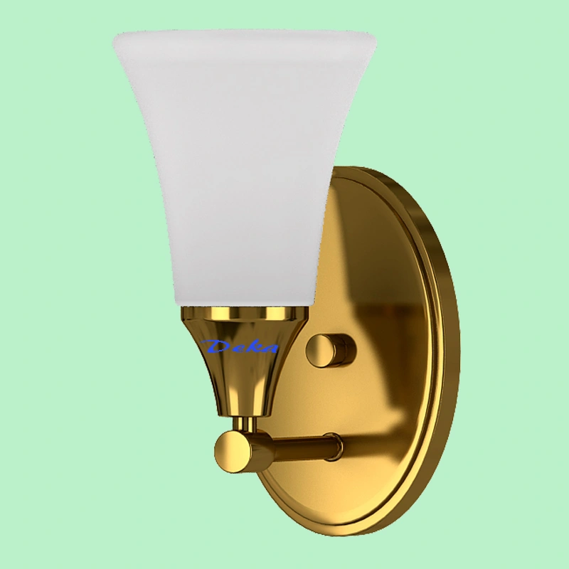 1 light brass wall lamp with frosted glass shade