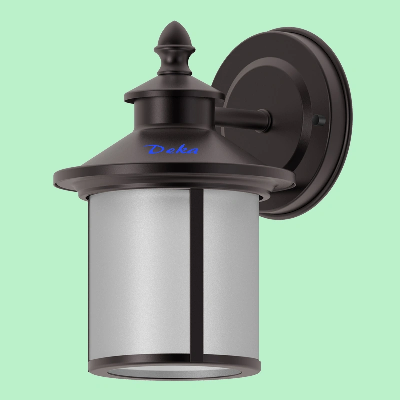 1 light black wall lantern with frosted glass shade