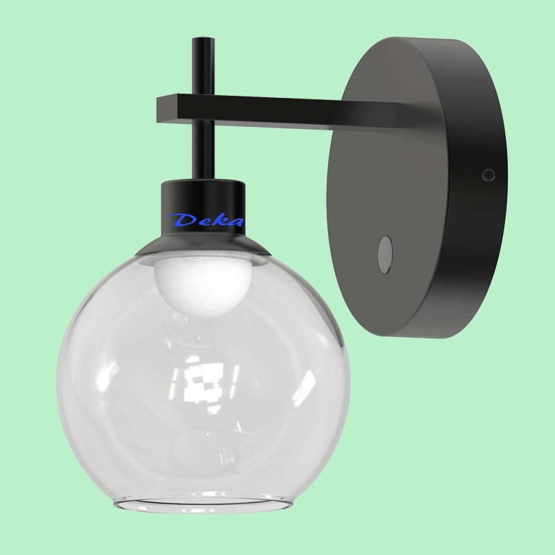 1 light LED wall lamp with with globe clear glass shade
