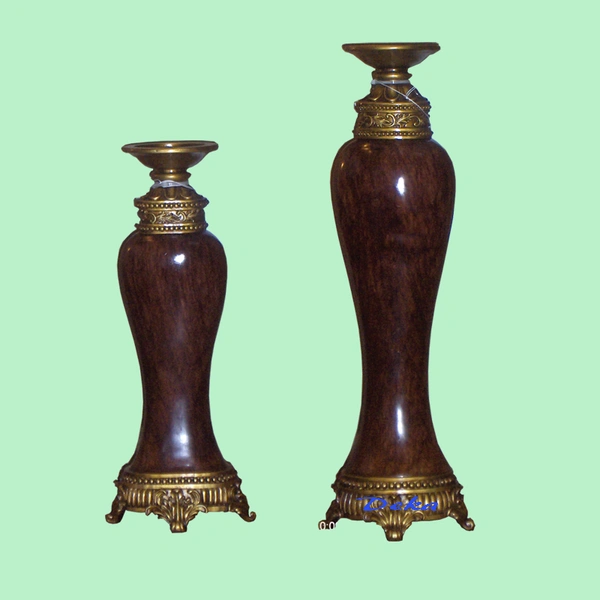 Resin gold and dark red candle holder