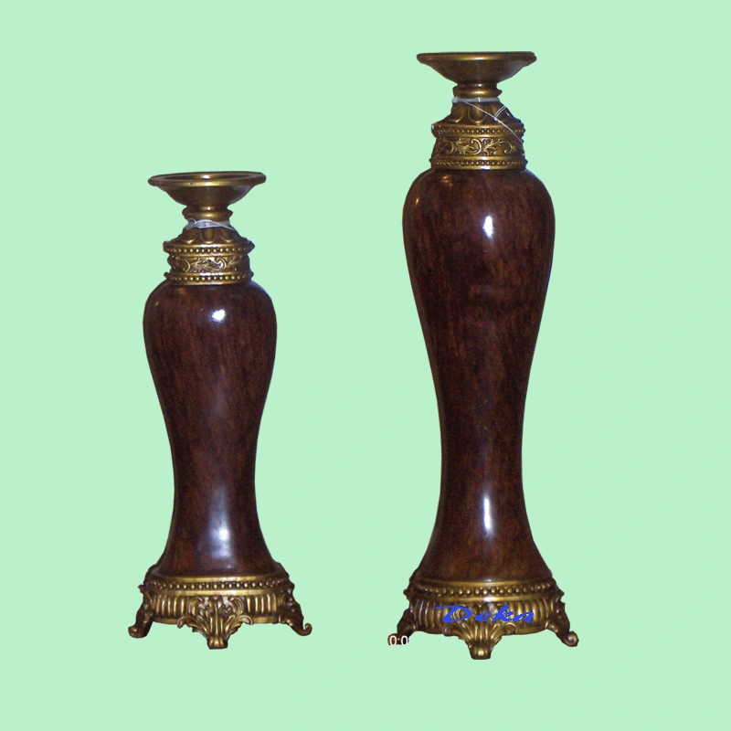 Resin gold and dark red candle holder