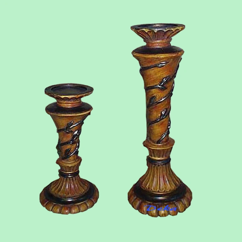 Golden resin candle holder