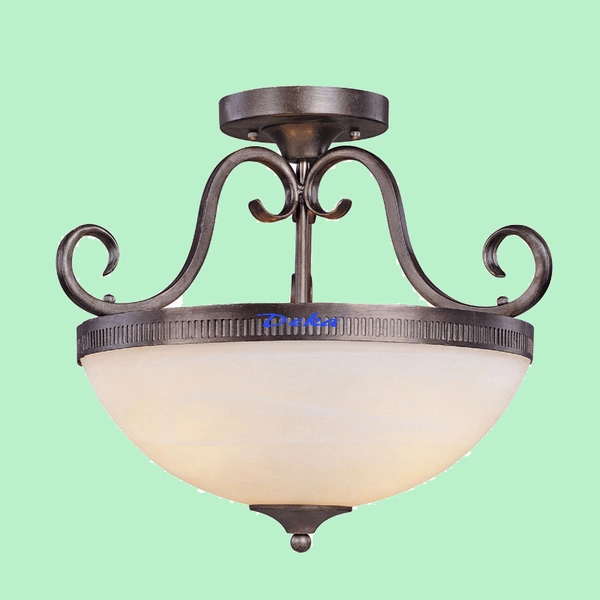 2 Lights arc metal arms bronze flush mount