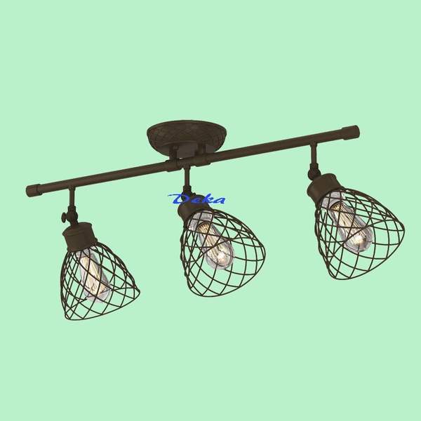 3 lights black caged track