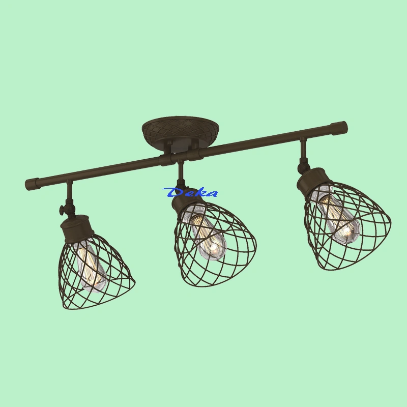 3 lights black caged track