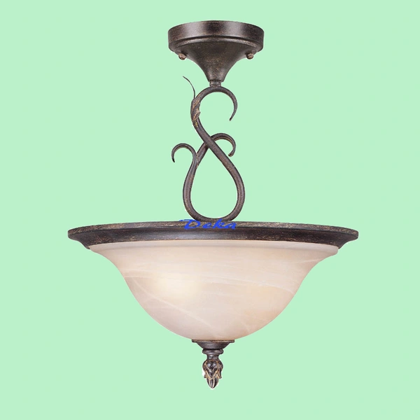 Oil-rubbed bronze metal ceiling light,frosted glass shade
