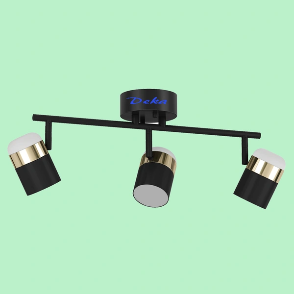 3 lights LED black and brass track