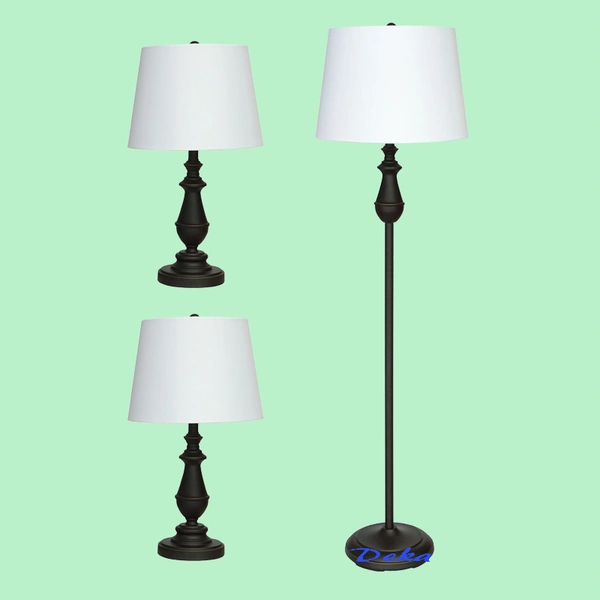 3PCS black lighthouse style lamp set