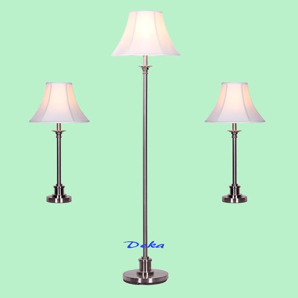 3PCS roman pillar brushed nickel lamp set