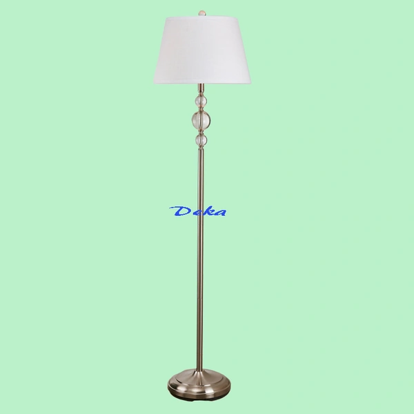 Brushed nickel crystal floor lamp with fabric shade