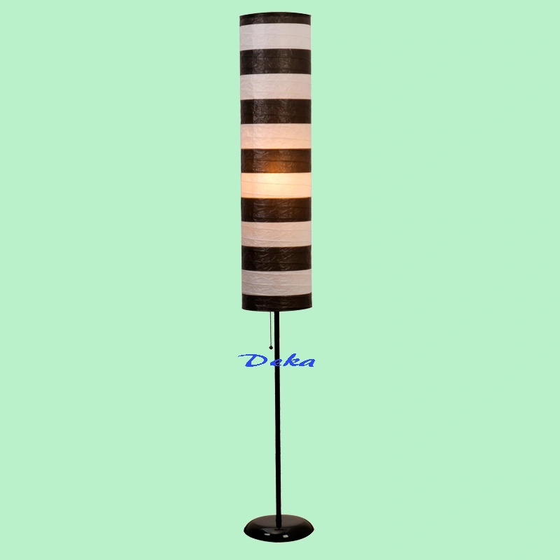 Black floor lamp with paper shade
