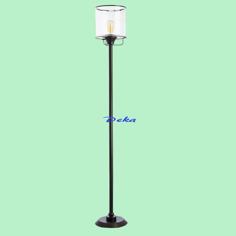 Black torchiere with clear acrylic shade