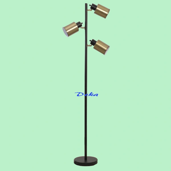 3 light brass and black tree floor lamp
