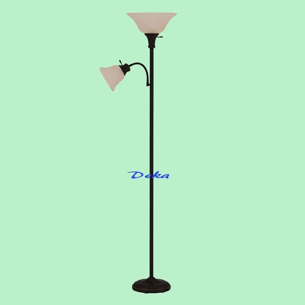 Oil rubbed bronze mother and daughter floor lamp with glass shade