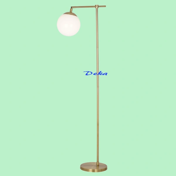 Antique brass floor lamp with globe shade