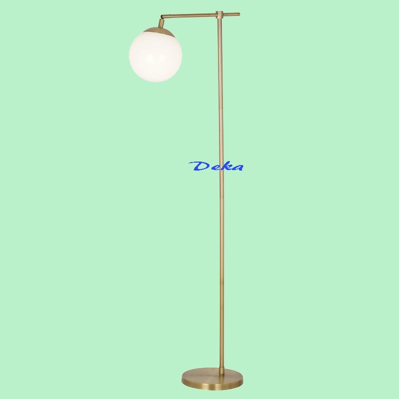 Antique brass floor lamp with globe shade