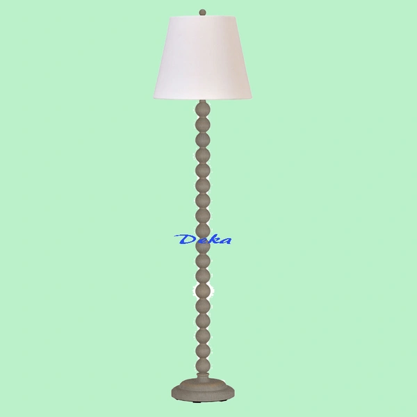 Traditional barbell floor lamp with fabric shade