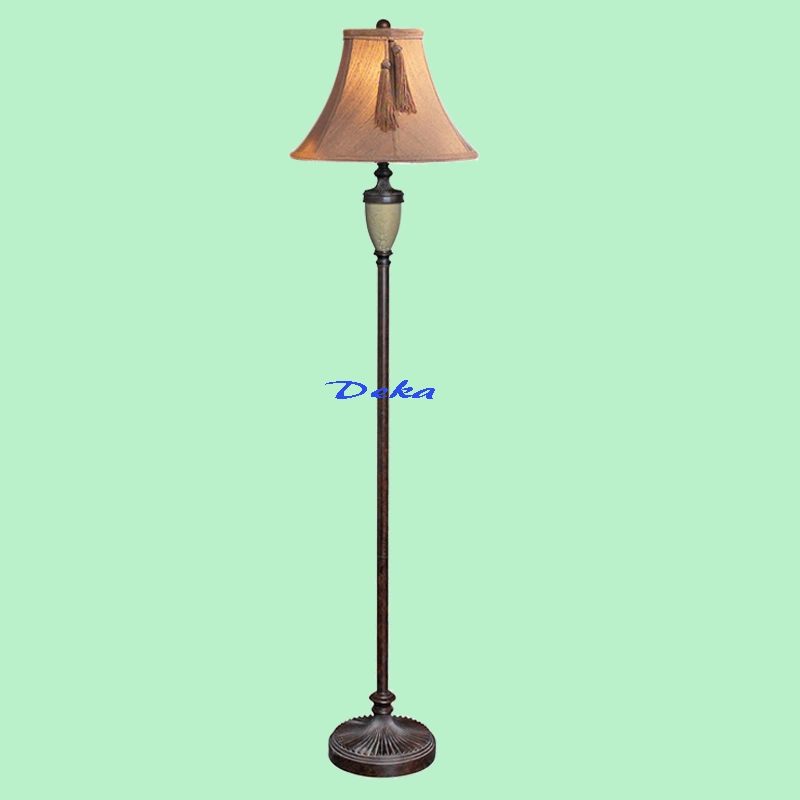 Dark brown floor lamp with fabric shade