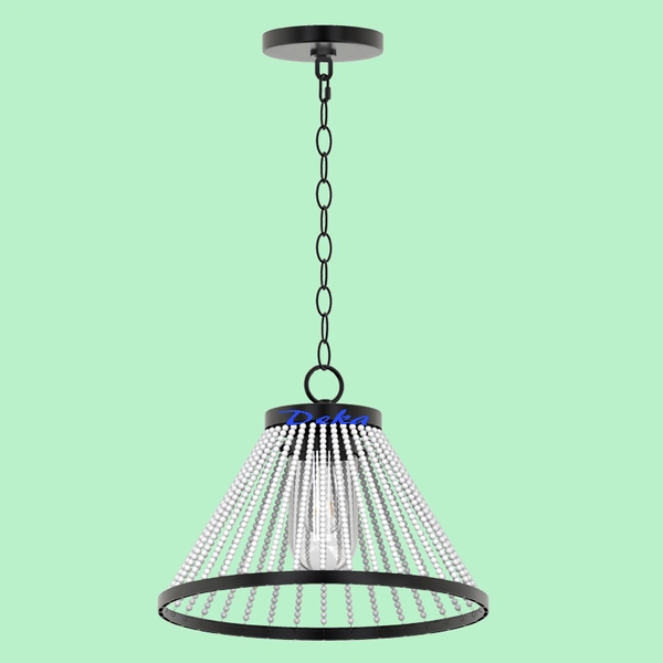 Black beaded wagon wheel style pendant