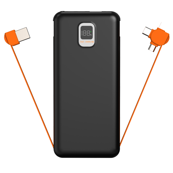 PD22.5W Ultra Slim And Fast Charge Power Bank With Removable Cables