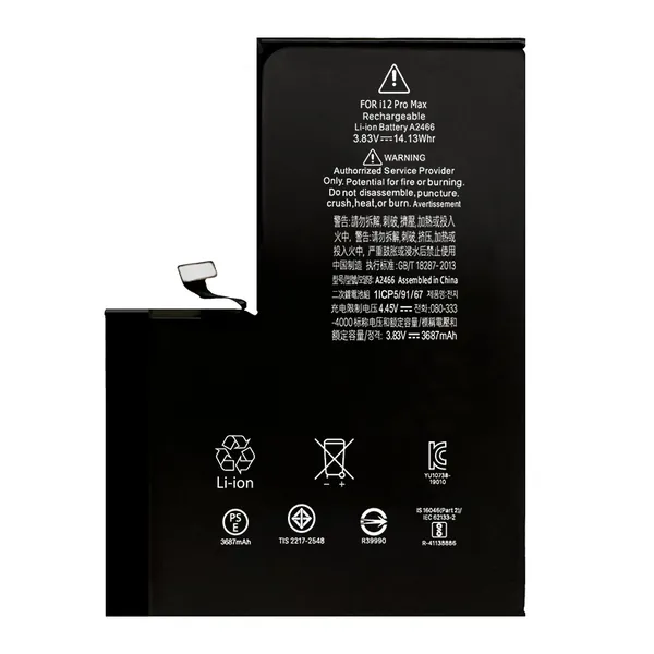 Replacement iPhone 12Pro Max A2466 battery 3687mAh iPhone battery