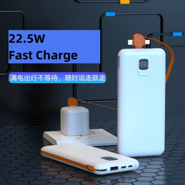 PD22.5W Ultra Slim And Fast Charge Power Bank With Removable Cables