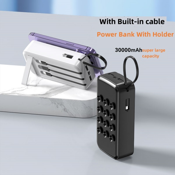  30000mAh Built-in Cable Suction Cup Power Bank With Holder 