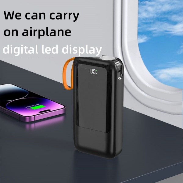 20000mAh Fast Charge Power Bank With Dual Led Lamp and Built-in Cables