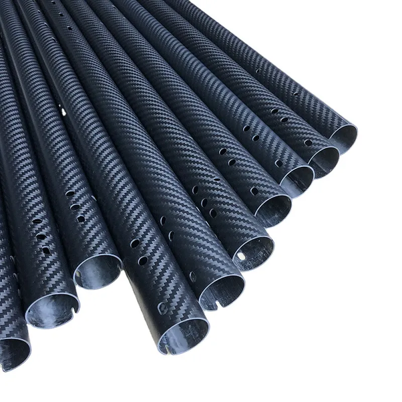 Factory Supply Carbon Fiber Round Tube With CNC Drilling Cuttings