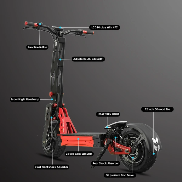 Foldable High-Power E-Scooter | 65km Long Range & IP55 Waterproof