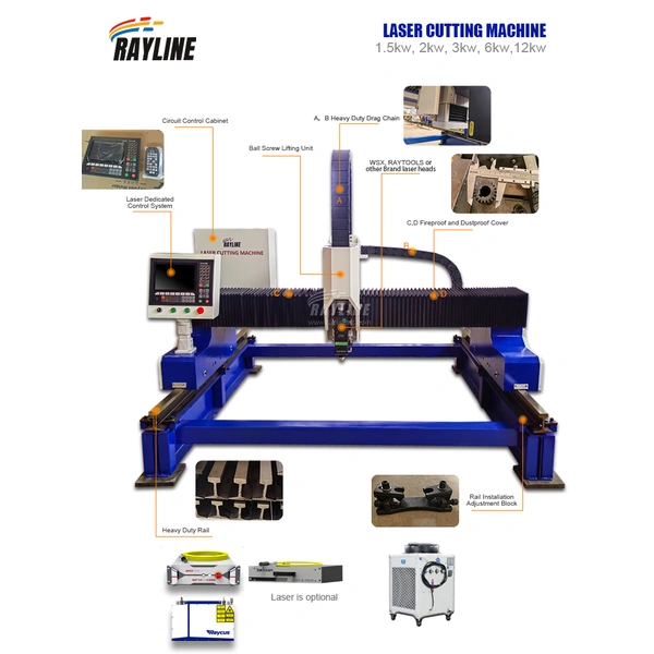 Gantry Structure Laser Cutting Machine Economic Type Fiber Laser Cutting 1500w 2000w 3000w
