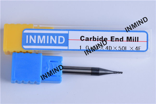 Recubrimiento AlTiN hasta HRC50, Molino de extremo cuadrado de 1 mm a 4 mm, 4 flautas, Molino de extremo de carburo, Tamaño de grano 0.8UM, 1