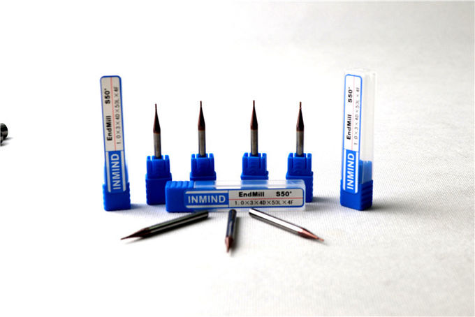 Recubrimiento AlTiN hasta HRC50, Molino de extremo cuadrado de 1 mm a 4 mm, 4 flautas, Molino de extremo de carburo, Tamaño de grano 0.8UM, 2