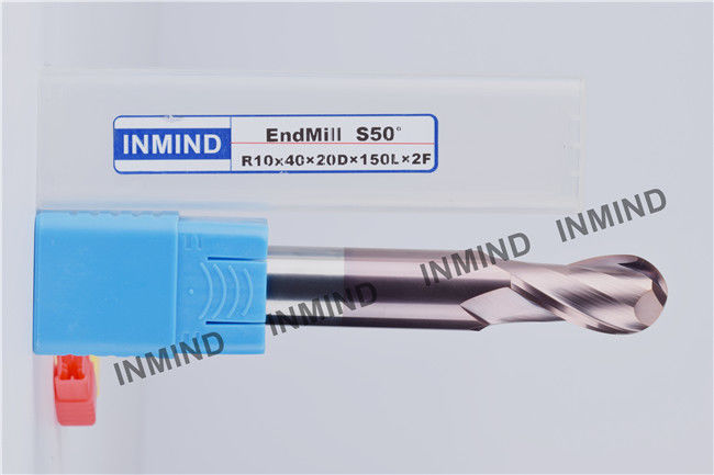 HRC50 Fraise en bout à bout sphérique extra longue à 2 dents avec revêtement AlTiN Surface 2