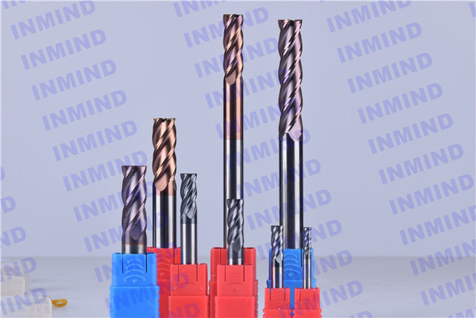 Fresa HRC65 de alta dureza, vástago largo, radio de esquina, 4 flautas, revestimiento de SiN TiSiN, 4 mm - 12 mm 0