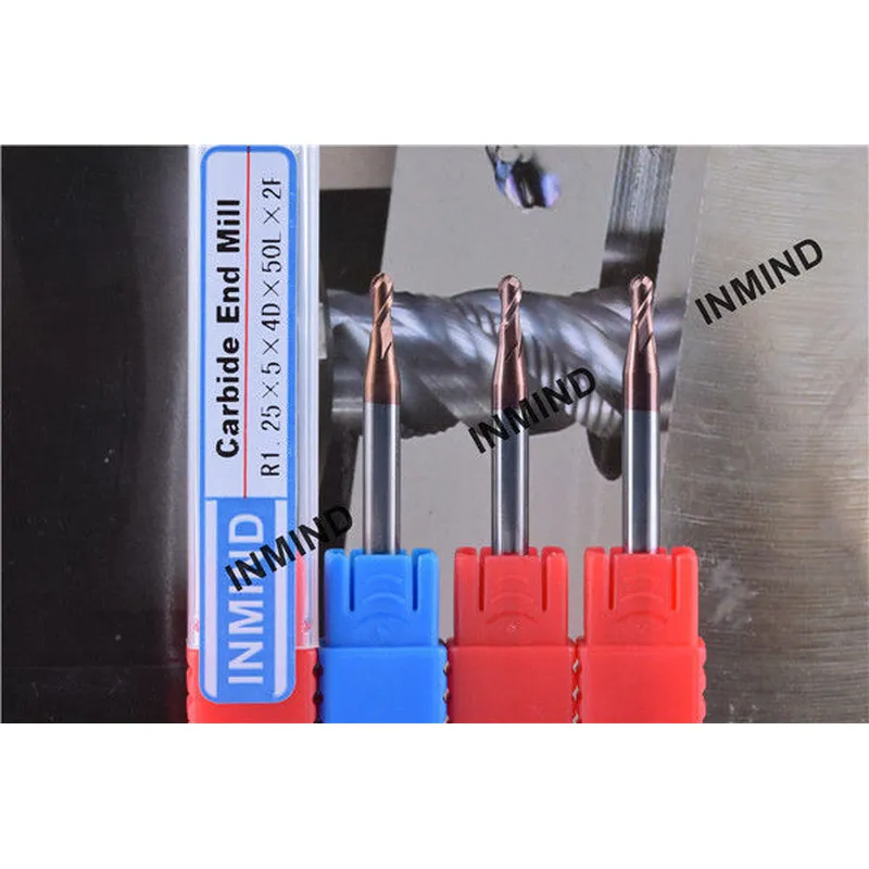 Copper Colour SiN Coating, 2 Flute  Ball Nose End Mill , R1.25, Grain Size 0.5UM high precision