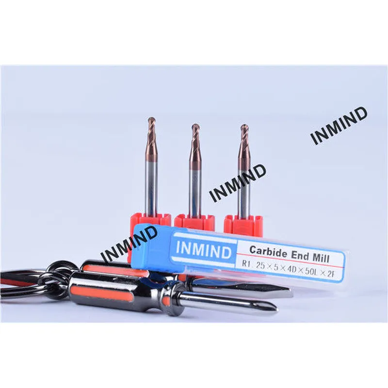 Copper Colour SiN Coating, 2 Flute  Ball Nose End Mill , R1.25, Grain Size 0.5UM high precision