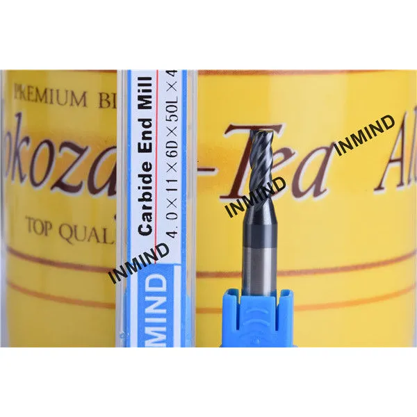 tige de puissance 4*11*6d*50l*4f, tige de 6mm, fraise en bout carrée à revêtement altin 4 flûtes, fraise en carbure 