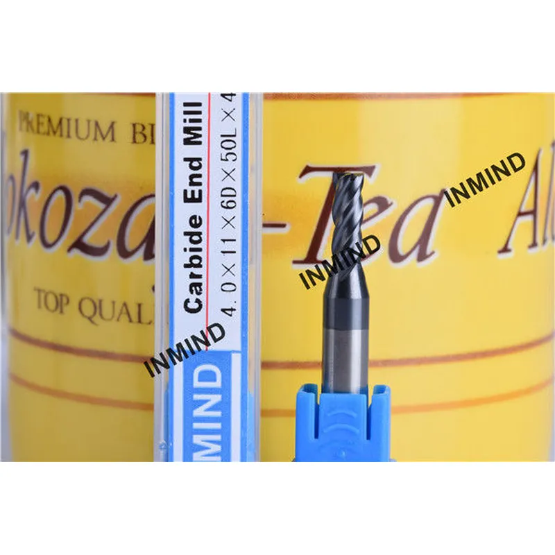 tige de puissance 4*11*6d*50l*4f, tige de 6mm, fraise en bout carrée à revêtement altin 4 flûtes, fraise en carbure 