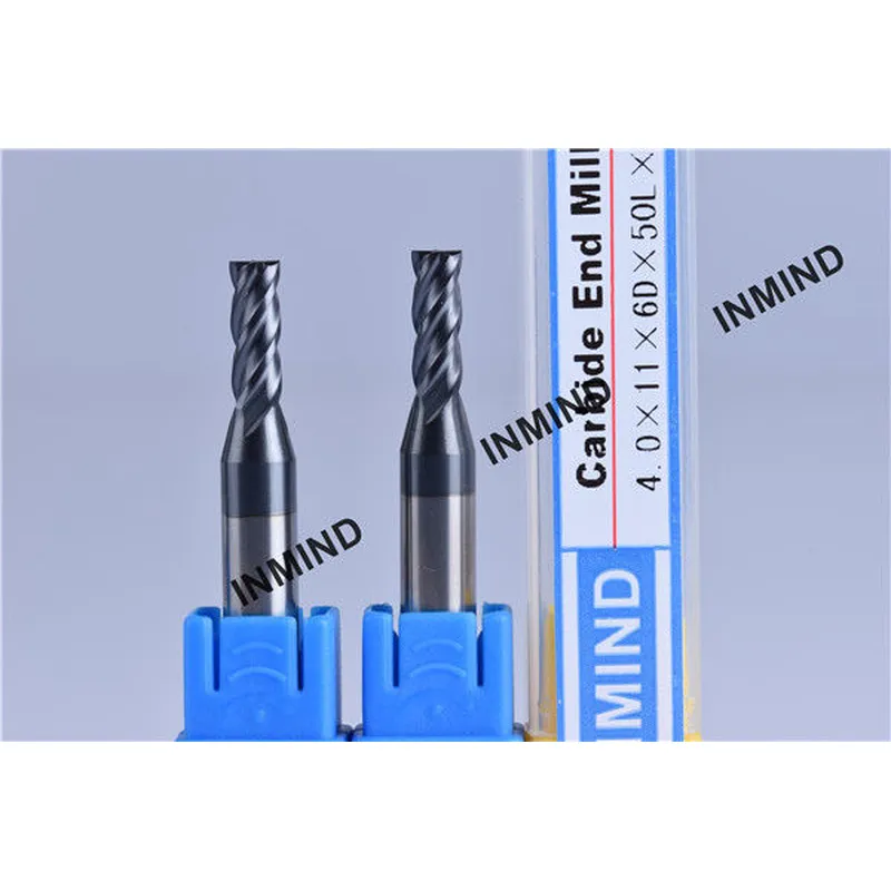 tige de puissance 4*11*6d*50l*4f, tige de 6mm, fraise en bout carrée à revêtement altin 4 flûtes, fraise en carbure 