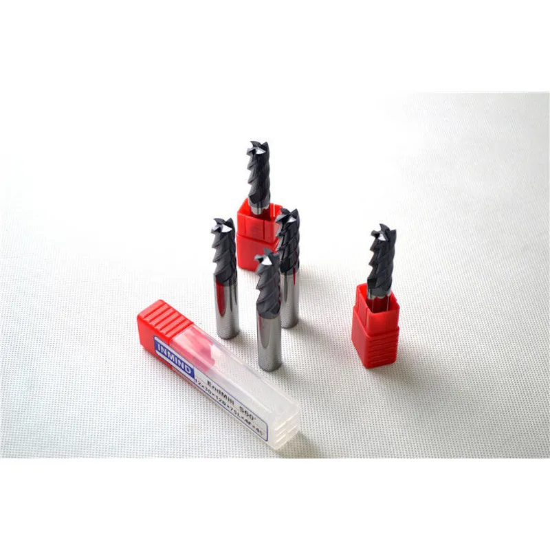 Molino de extremo cuadrado de carburo de tungsteno de alta dureza hrc65 con ángulo de hélice de 35 ° / 45 ° 