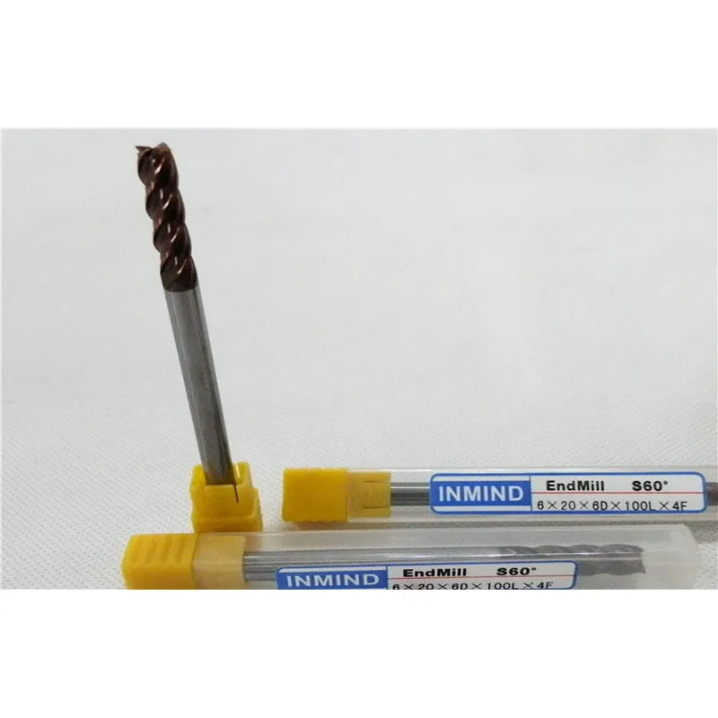 Molino de extremo cuadrado de carburo con recubrimiento de estaño / altin de longitud larga, diámetro de 1,0 mm - 20 mm 