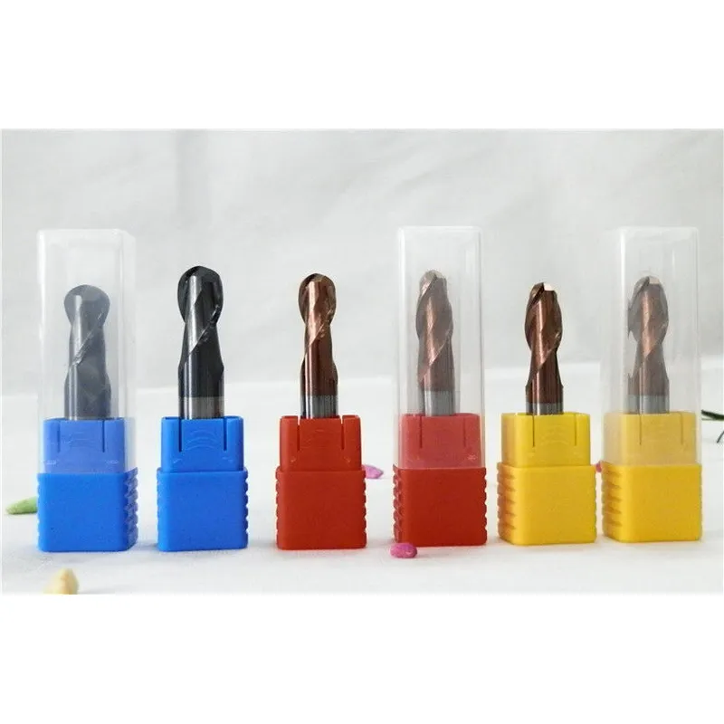 Herramientas de corte para fresadora de recubrimiento tisin hrc55, brocas métricas para fresadora de extremo de bola 