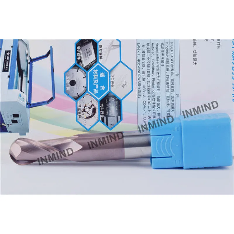 Fraise en bout à bout sphérique à tige longue hrc55 avec revêtement sin, tolérance h6 