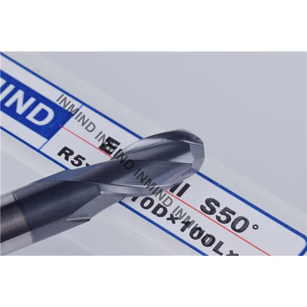 Fresa de extremo de flauta larga con revestimiento negro, r5 * 100 10 mm aol Fresa de punta esférica de 100 mm 