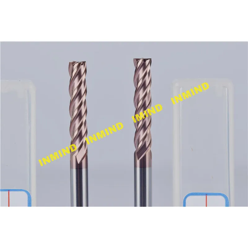 Fraise en carbure extra longue de 4 mm avec revêtement en tisin granulométrie de 0,5 um 